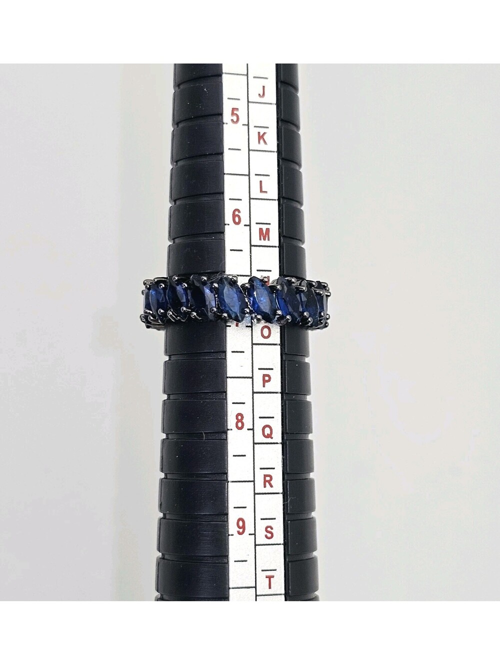 Blue Sapphire CZ Black Eternity Band Size 7